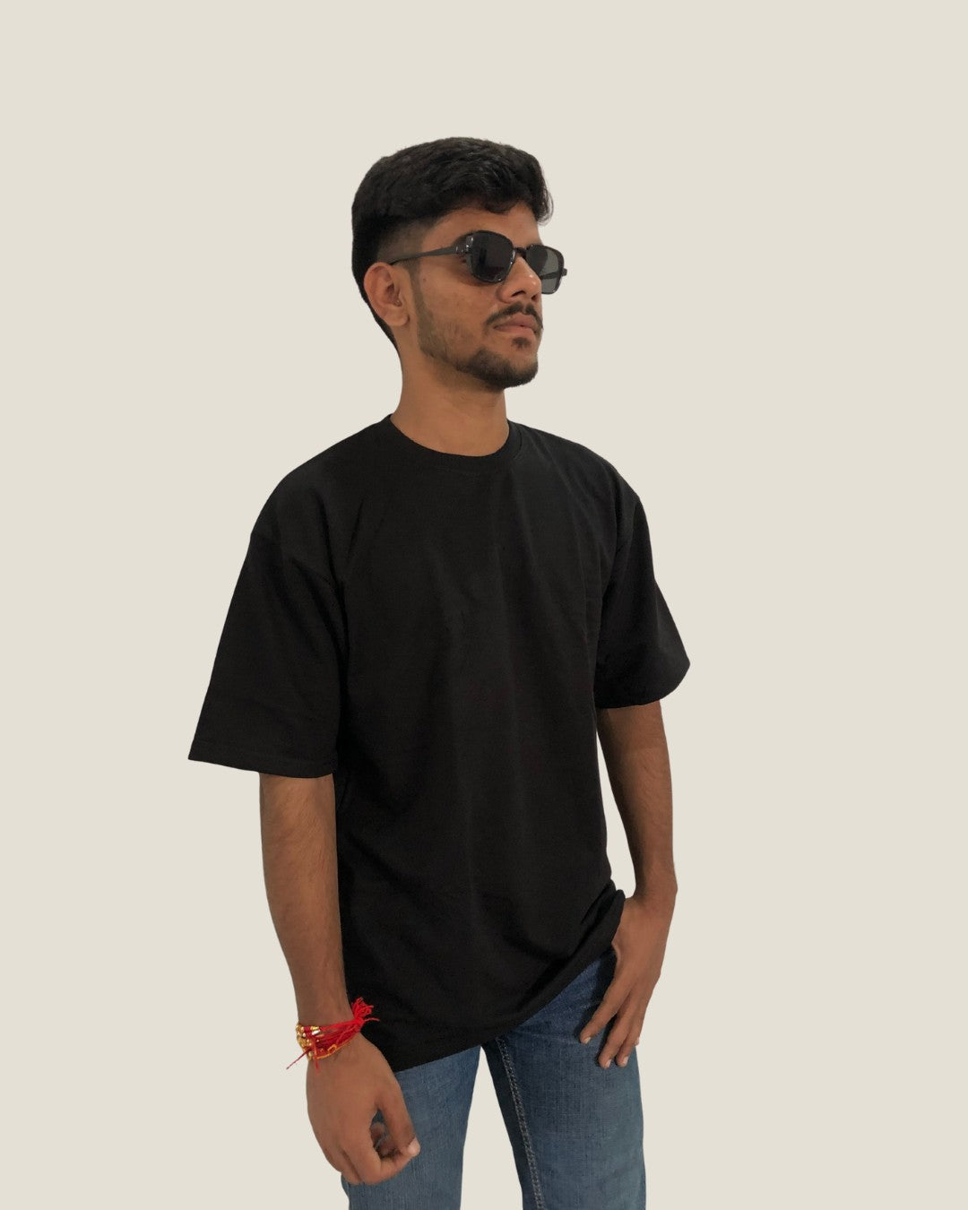 Premium Black Oversized Cotton T-Shirt for Men - ( Black Color )