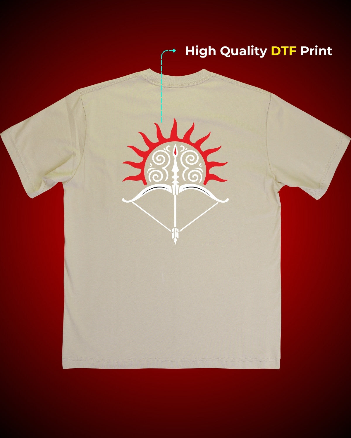 Battle of Kurukshetra | T-Shirt Bold Spiritual Graphic Tee (Beige)