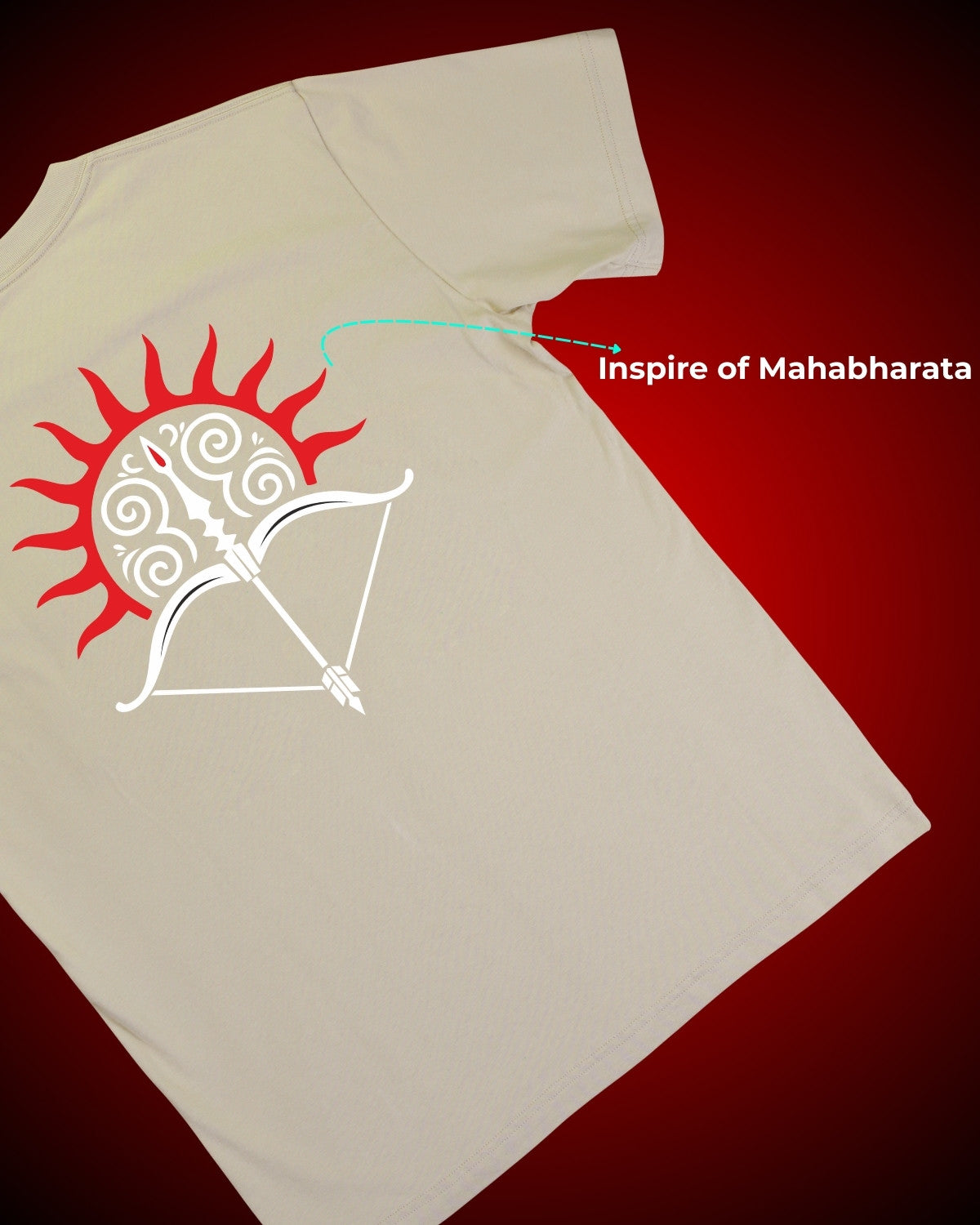 Battle of Kurukshetra | T-Shirt Bold Spiritual Graphic Tee (Beige)