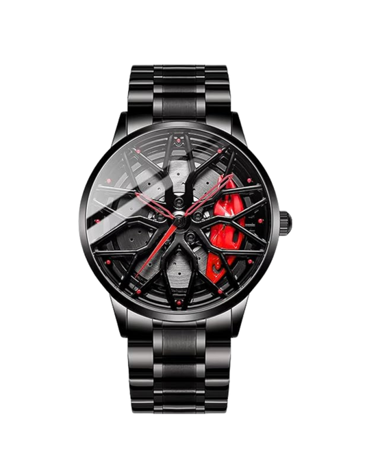 Men's Sport Quartz Watch Car Wheel Dial 360 Rotating Casual Fashion Stainless Steel Alloy Mens &Boy's Luxury Metal Gift Creative Watch