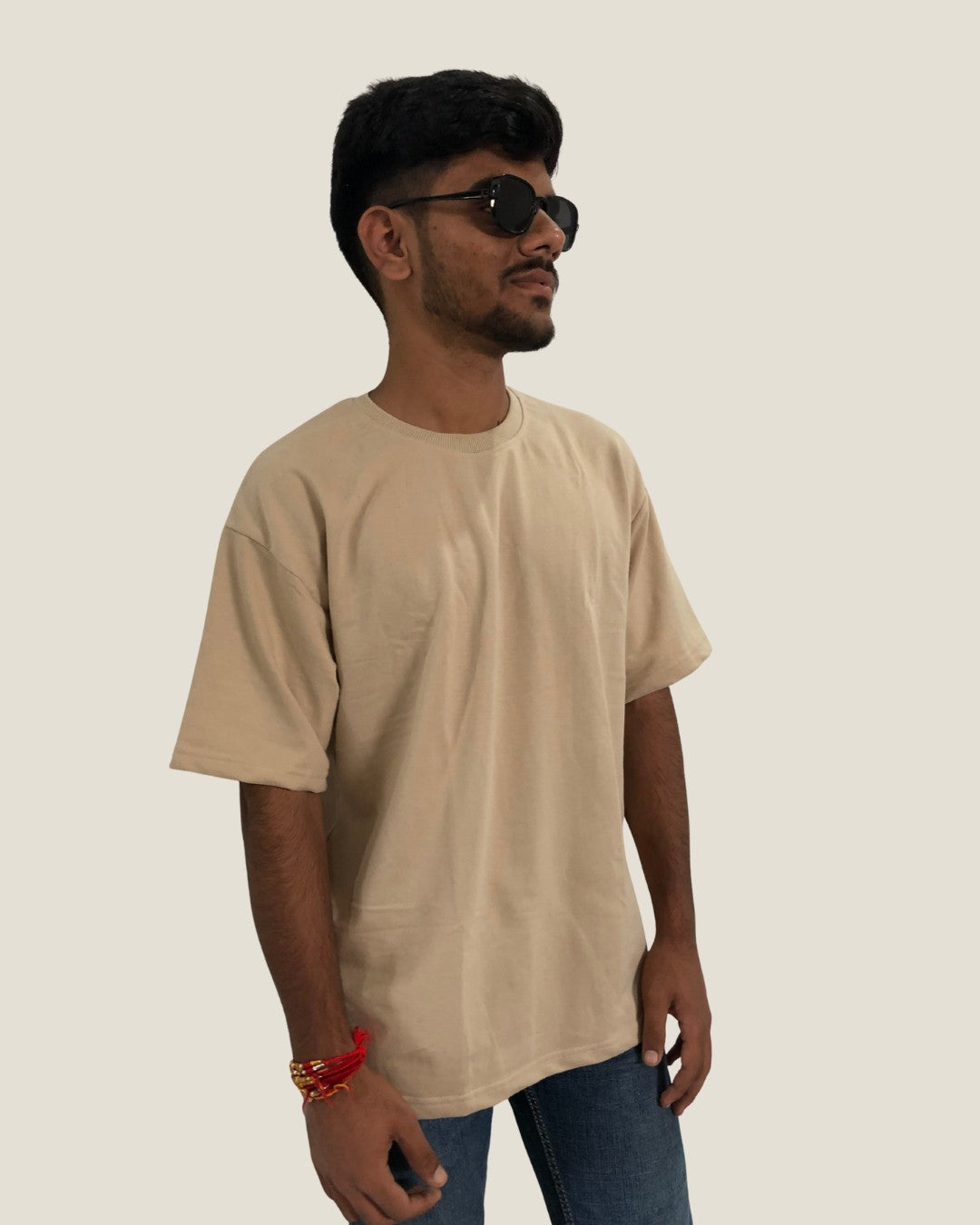 Premium Beige Oversized Cotton T-Shirt for Men – Soft & Stylish Casual Wear