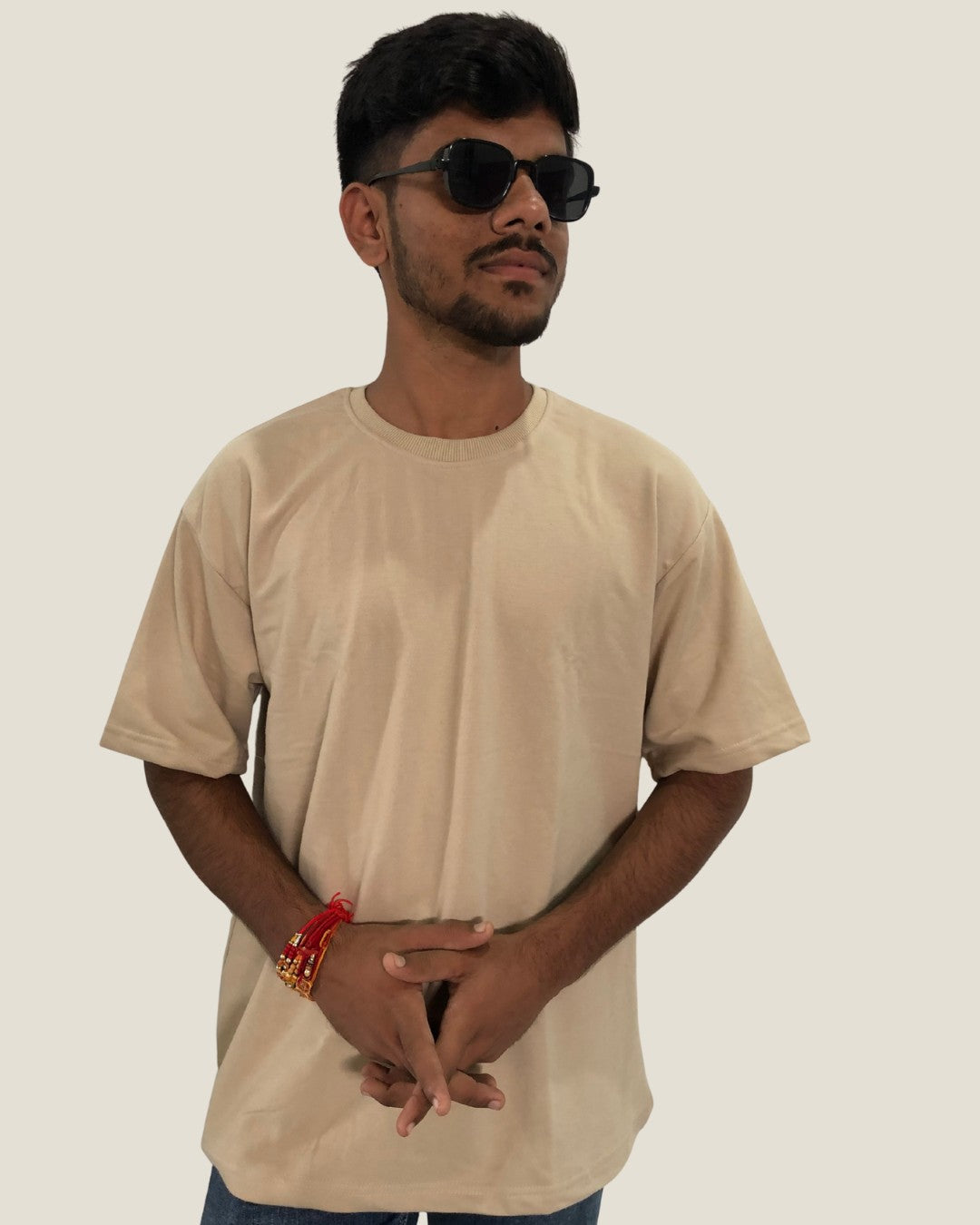 Premium Beige Oversized Cotton T-Shirt for Men – Soft & Stylish Casual Wear