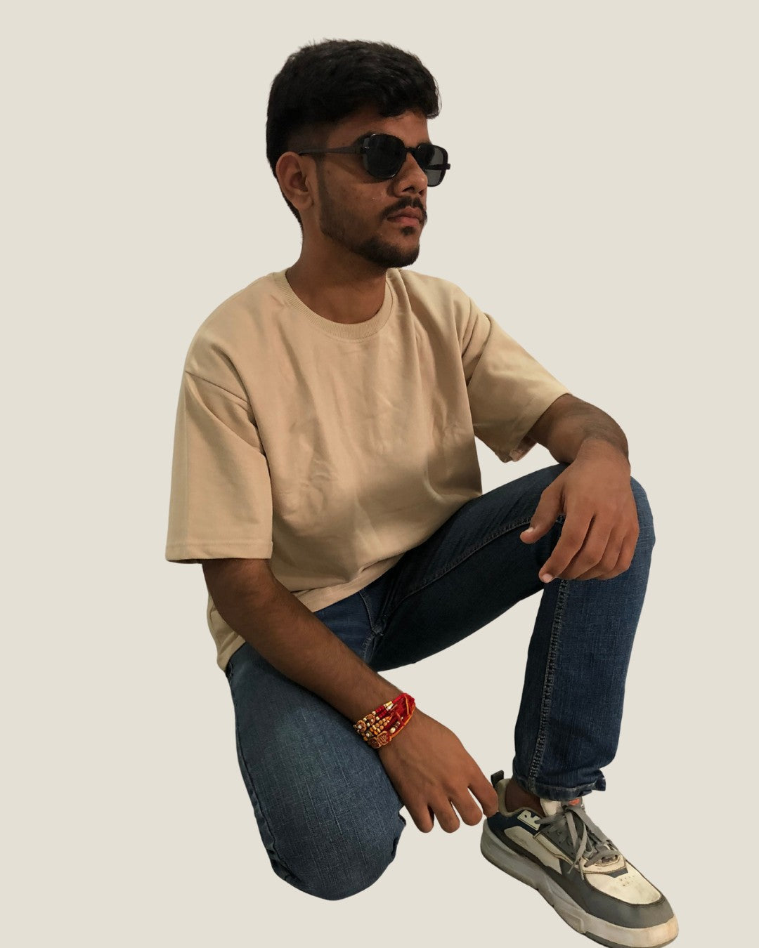 Premium Beige Oversized Cotton T-Shirt for Men – Soft & Stylish Casual Wear